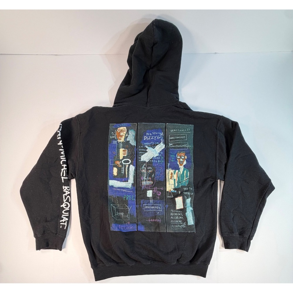 Jean-Michel Basquiat Black Graphic Hoodie Crown Art Print Mens Medium